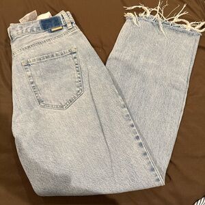 Stradivarius Light Blue Frayed Hem Jeans
